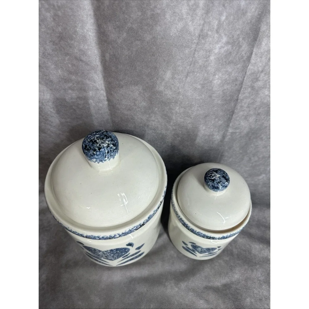 1990s Ceramic Blue Heart‎ Jars Kitchen Gibson 9